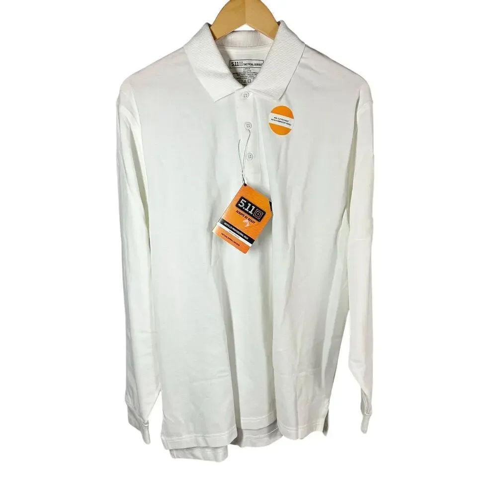 5.11 Tactical Series Long Sleeve White T Shirt Pen Pocket Size Large